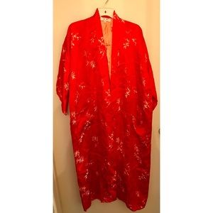 Red and gold kimono with pockets